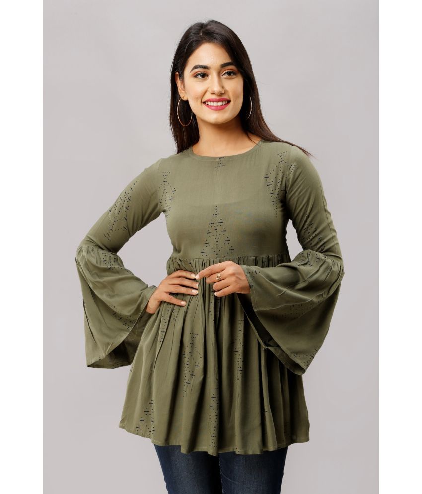     			JAIPUR VASTRA - Green Rayon Women's Empire Top ( Pack of 1 )