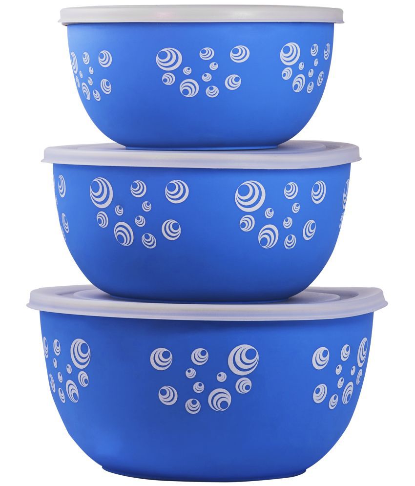     			Kitchen Zest - Blue Steel Food Container ( Pack of 3 )