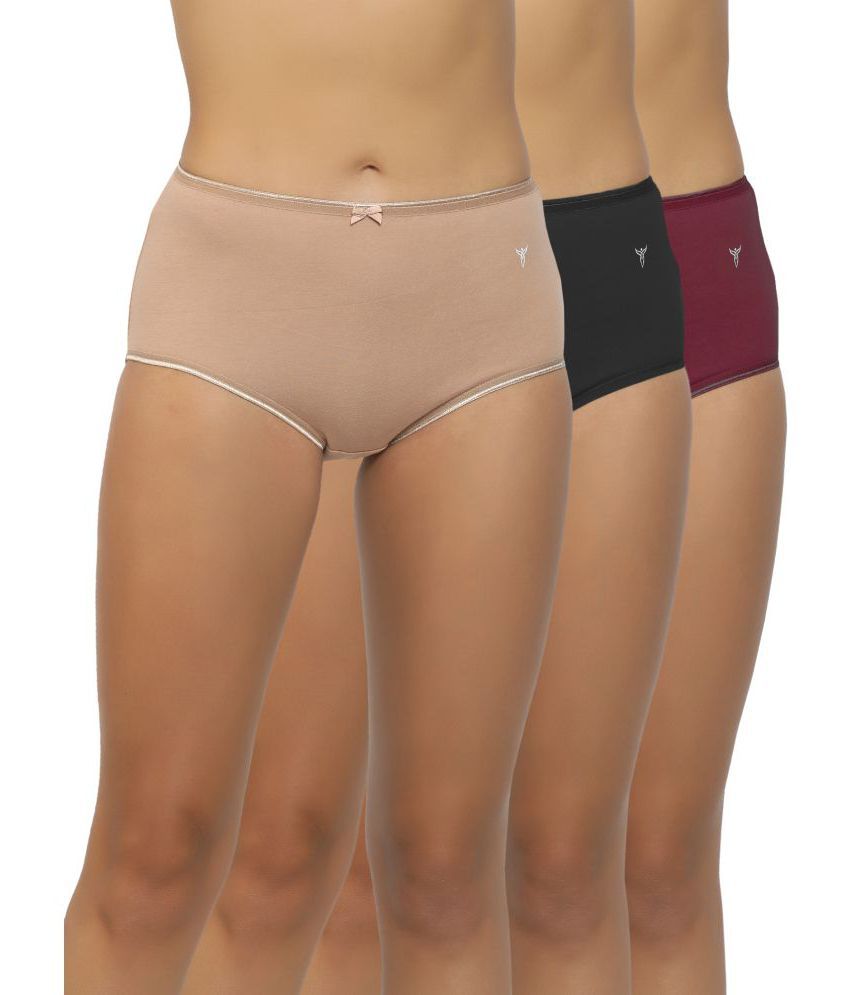 shyygl - Multicolor Bikini's Panties Cotton Solid Women's Briefs ( Pack of 3 )