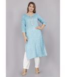 JC4U - Light Blue Cotton Women's Straight Kurti ( Pack of 1 )