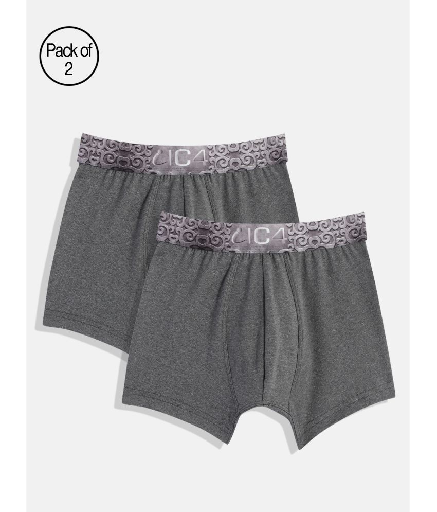     			IC4 Pack of 2 Boys Cotton Trunks ( Gray )