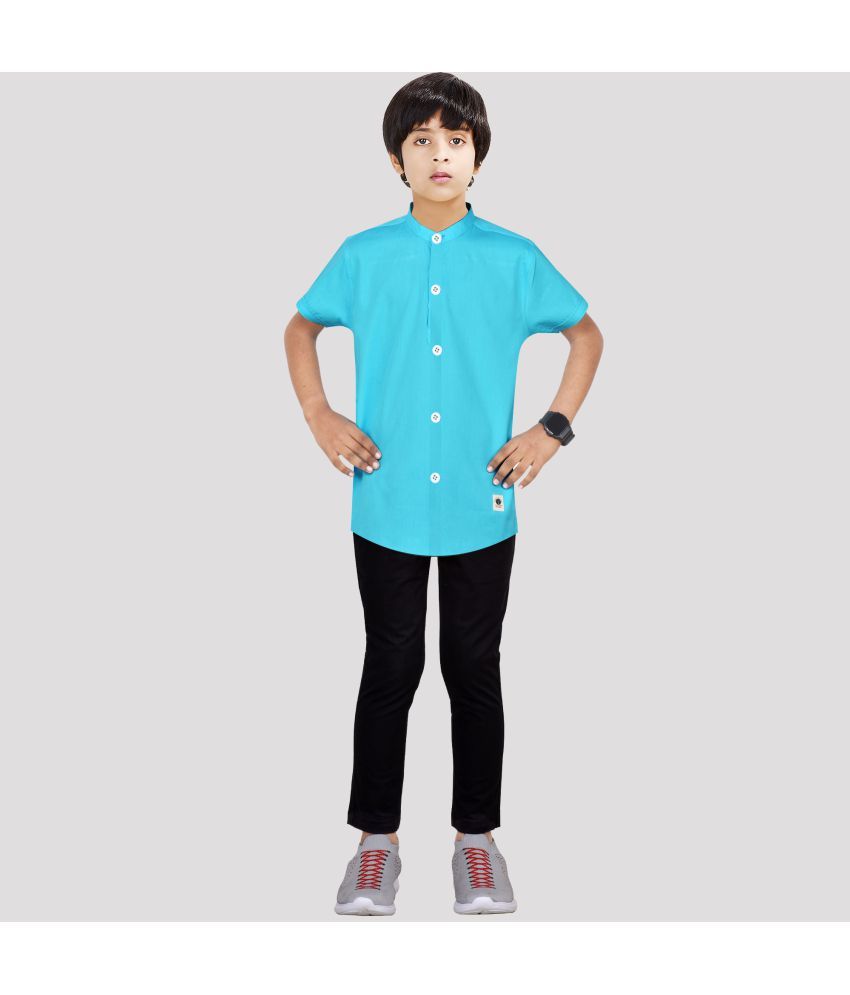     			Made In The Shade - Turquoise Cotton Boys Shirt & Pants ( Pack of 1 )