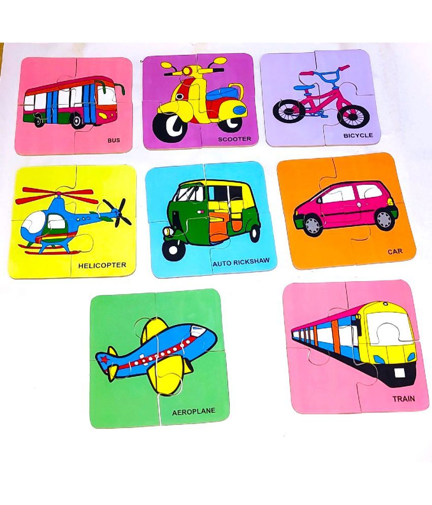     			Peters Pence Wooden Multi-Color SET 8 TRANSPORT MODE PUZZLE  Cards  for Kids For Pre Primary Education