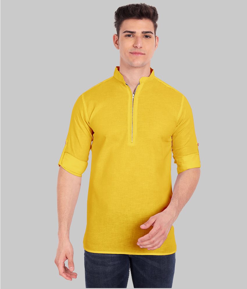     			Vida Loca - Yellow Linen Slim Fit Men's Casual Shirt ( Pack of 1 )