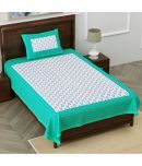 unique choice Cotton Ethnic Printed Single Bedsheet with 1 Pillow Cover - Green