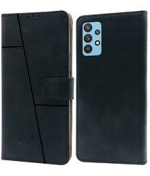NBOX - Black Artificial Leather Flip Cover Compatible For Samsung Galaxy A23 ( Pack of 1 )