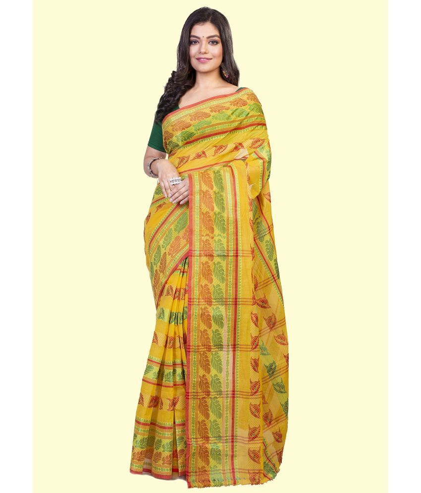     			JMALL - Yellow Cotton Saree Without Blouse Piece ( Pack of 1 )