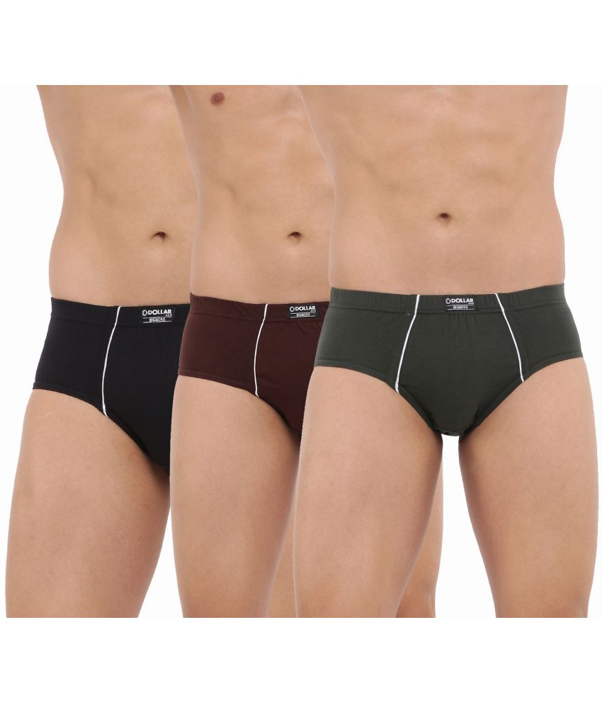     			Pack of 3 Dollar Bigboss Maroon Solid Cotton Blend Men Brief