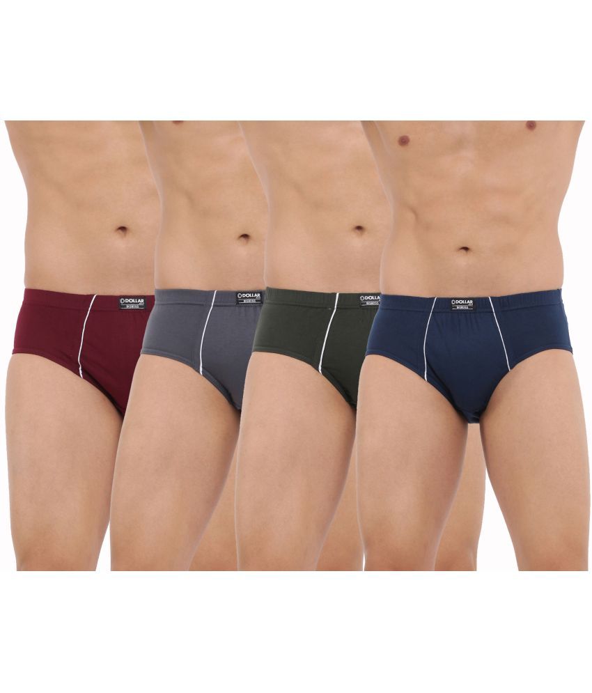     			Pack of 4 Dollar Bigboss Assorted Solid Cotton Blend Men Brief