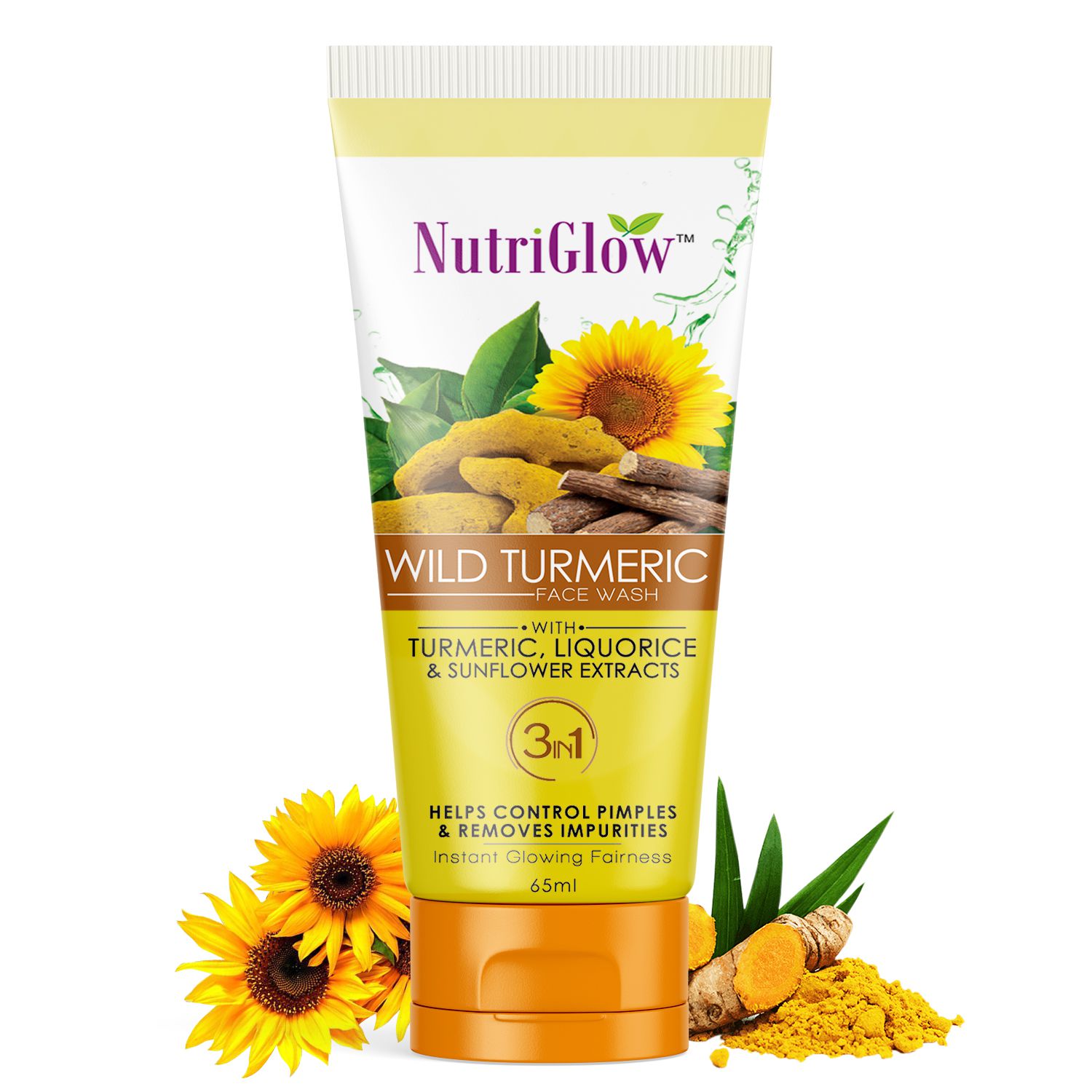     			Nutriglow Wild Termeric Face Wash, with Liquorice & Sunflower Extracts For Glowing Skin, Improve your Skin Texture, Fight With Pollution & Dust, 65gm