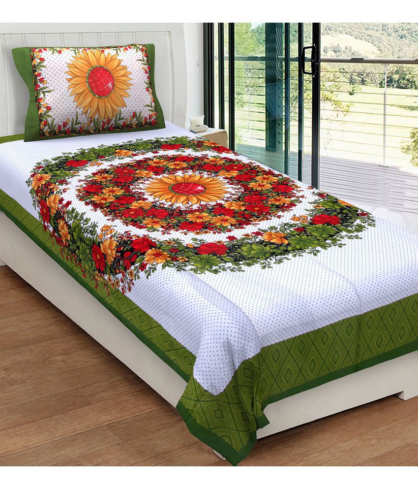     			URBAN MAGIC - White Cotton Single Bedsheet with 1 Pillow Cover