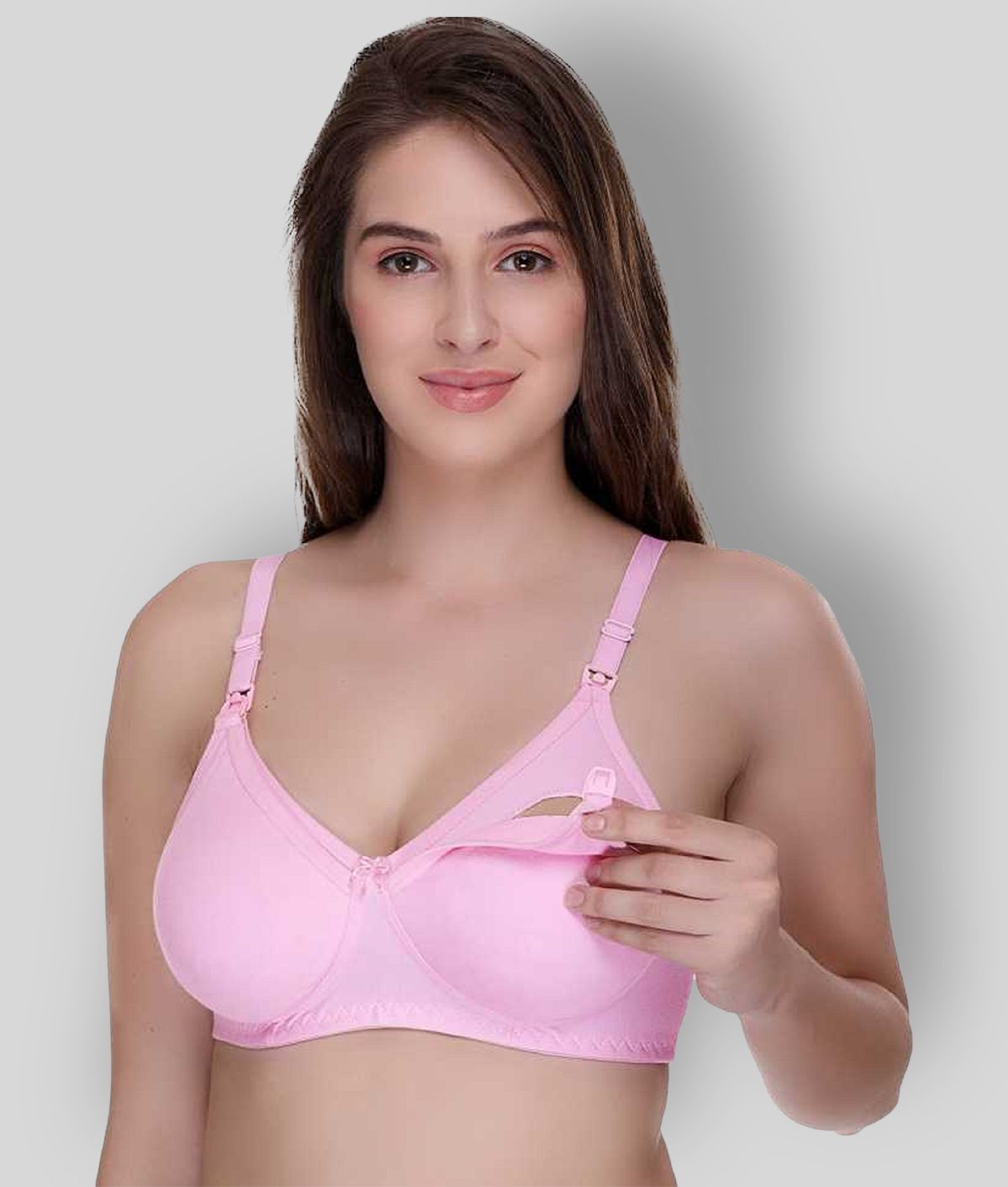 Desiprime - 100% Cotton Solid Pink Women's Maternity Bra - Pack of 1