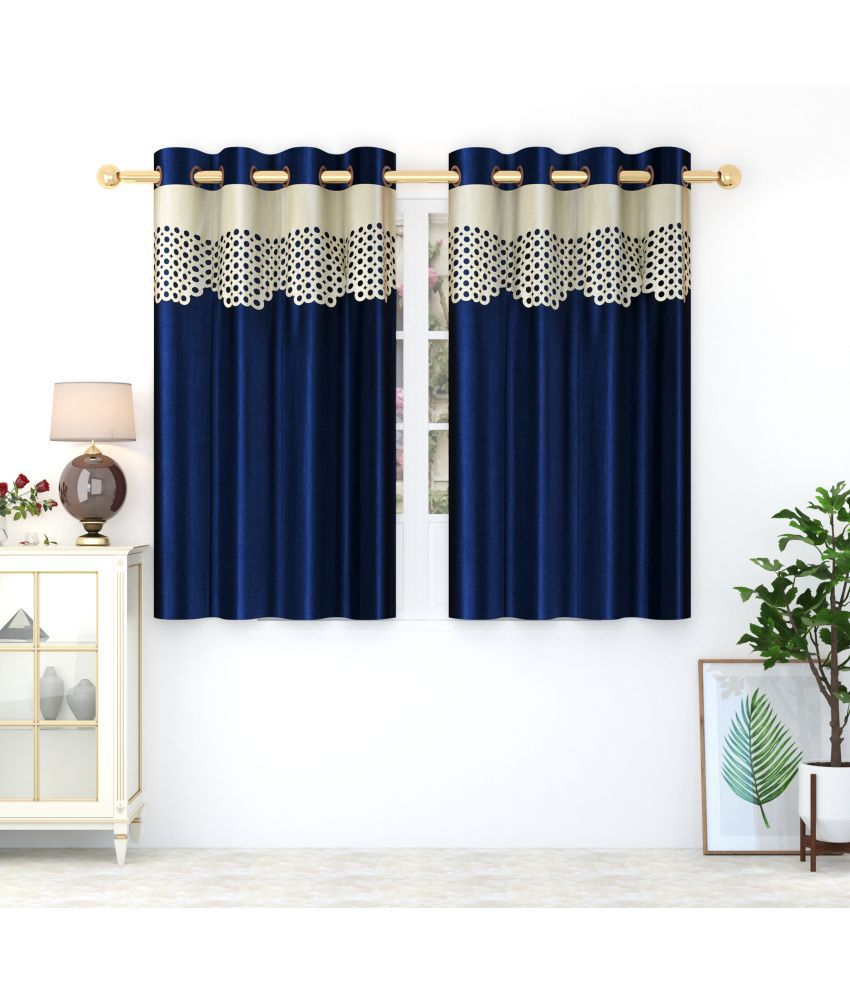     			Homefab India Solid Blackout Eyelet Window Curtain 5ft (Pack of 2) - Navy Blue