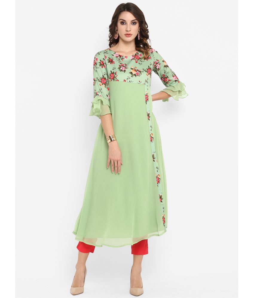     			Janasya - Green Crepe Women's A-line Kurti ( Pack of 1 )