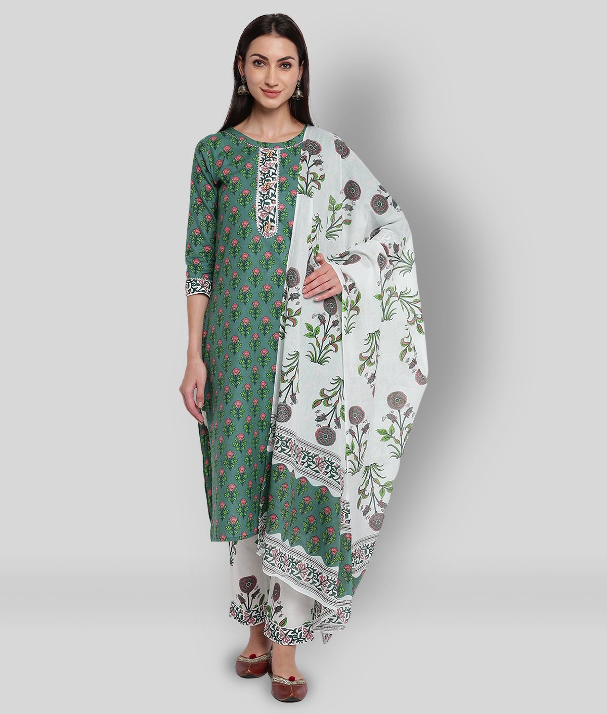     			Vbuyz - Mint Green Straight Cotton Women's Stitched Salwar Suit ( Pack of 1 )