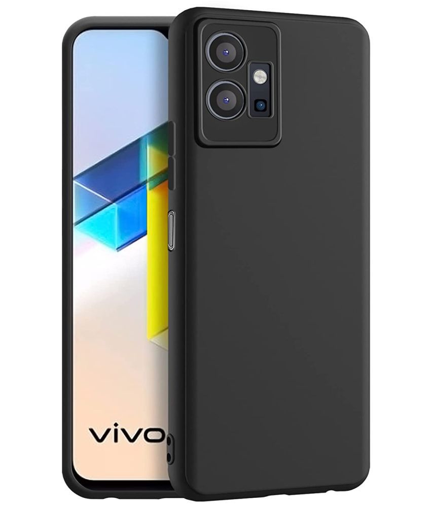     			Doyen Creations - Black Silicon Plain Cases Compatible For Vivo T1 5g ( Pack of 1 )