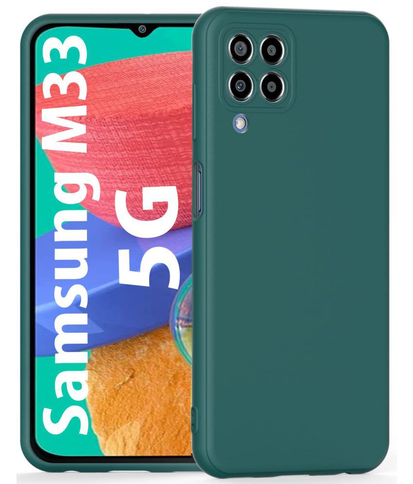     			Kosher Traders - Green Silicon Silicon Soft cases Compatible For Samsung Galaxy M33 5g ( Pack of 1 )