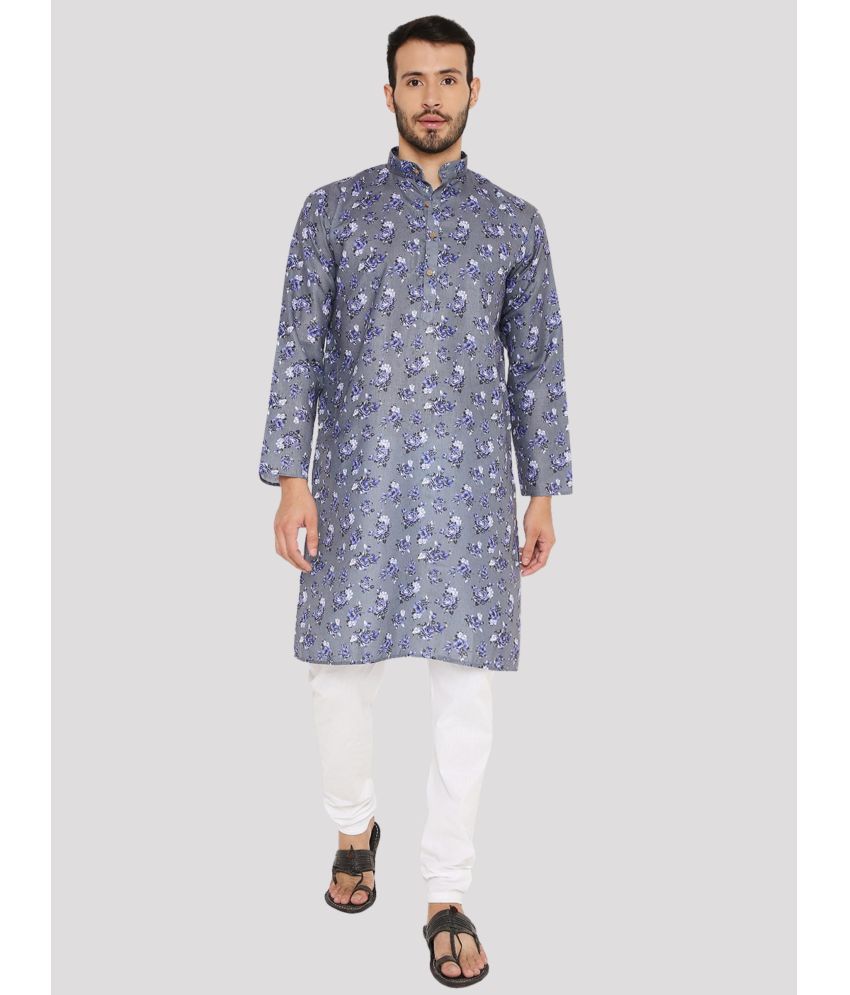     			Maharaja - Dark Grey Linen Regular Fit Men's Kurta Pyjama Set ( Pack of 1 )