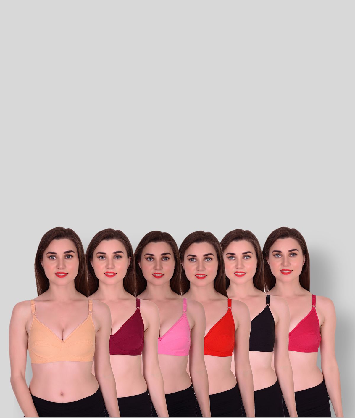     			ACHIEVER LINGERIE - Multicolor Cotton Non - Padded Women's Everyday Bra ( Pack of 6 )