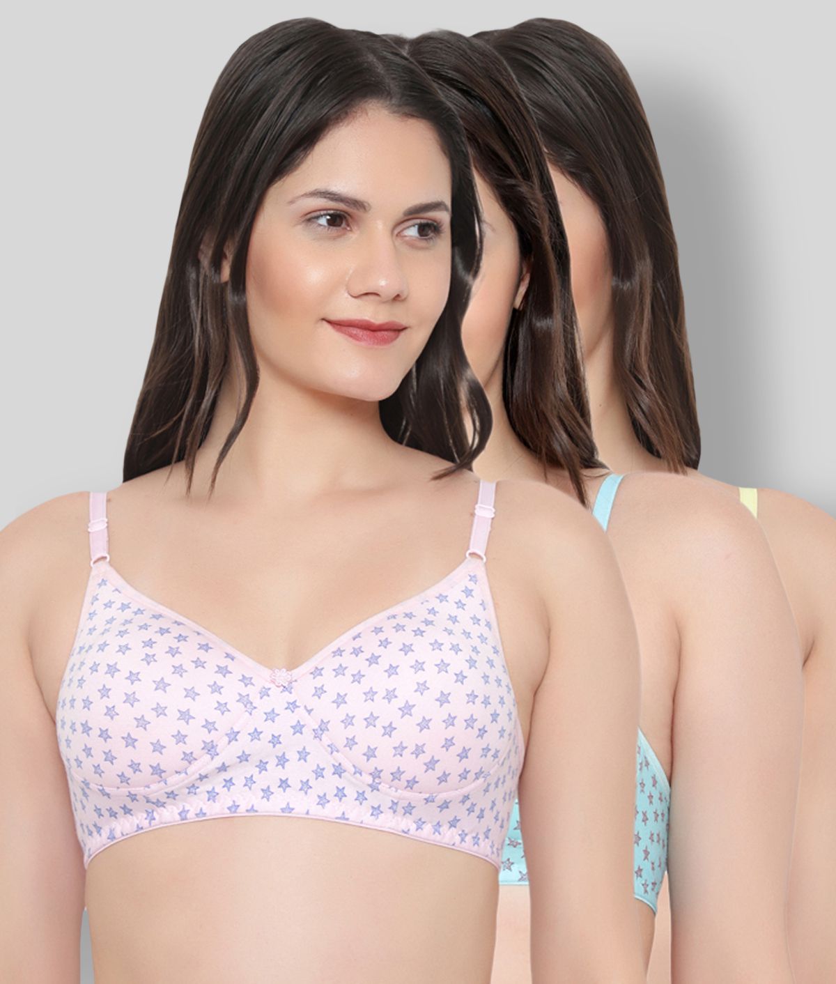     			KYODO - Multicolor Cotton Lightly Padded Women's Everyday Bra ( Pack of 3 )