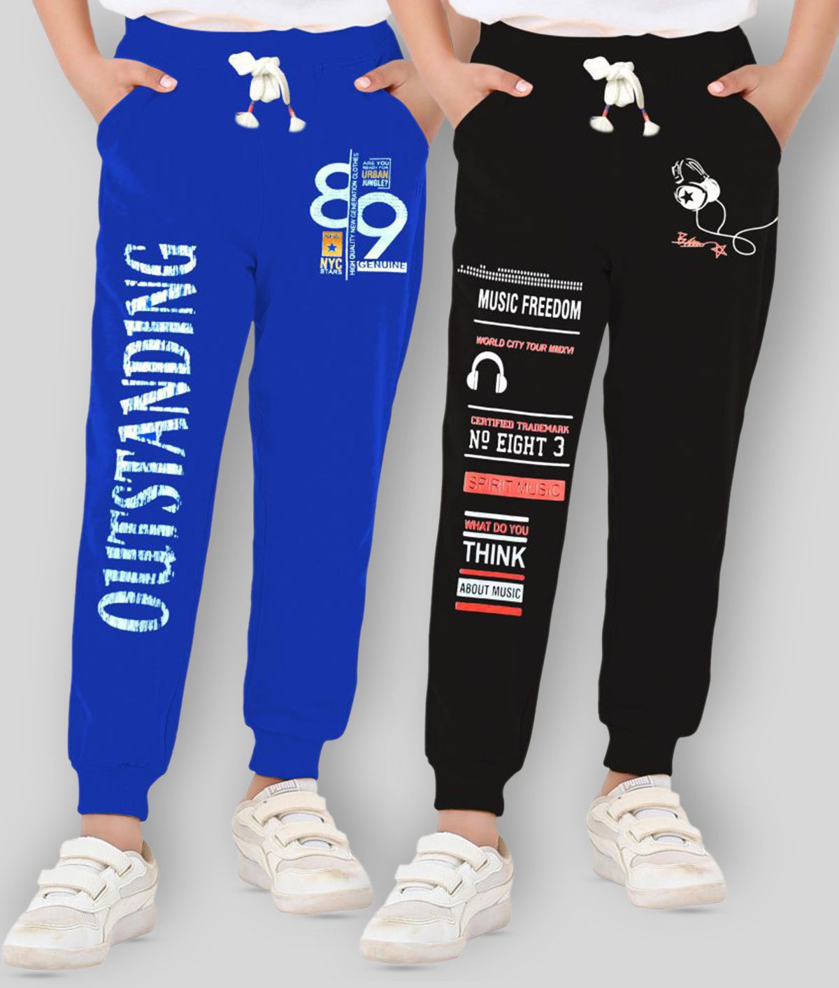     			Kuchipoo Boys & Girls Track Pants ( Royal & Black, Pack of 2)