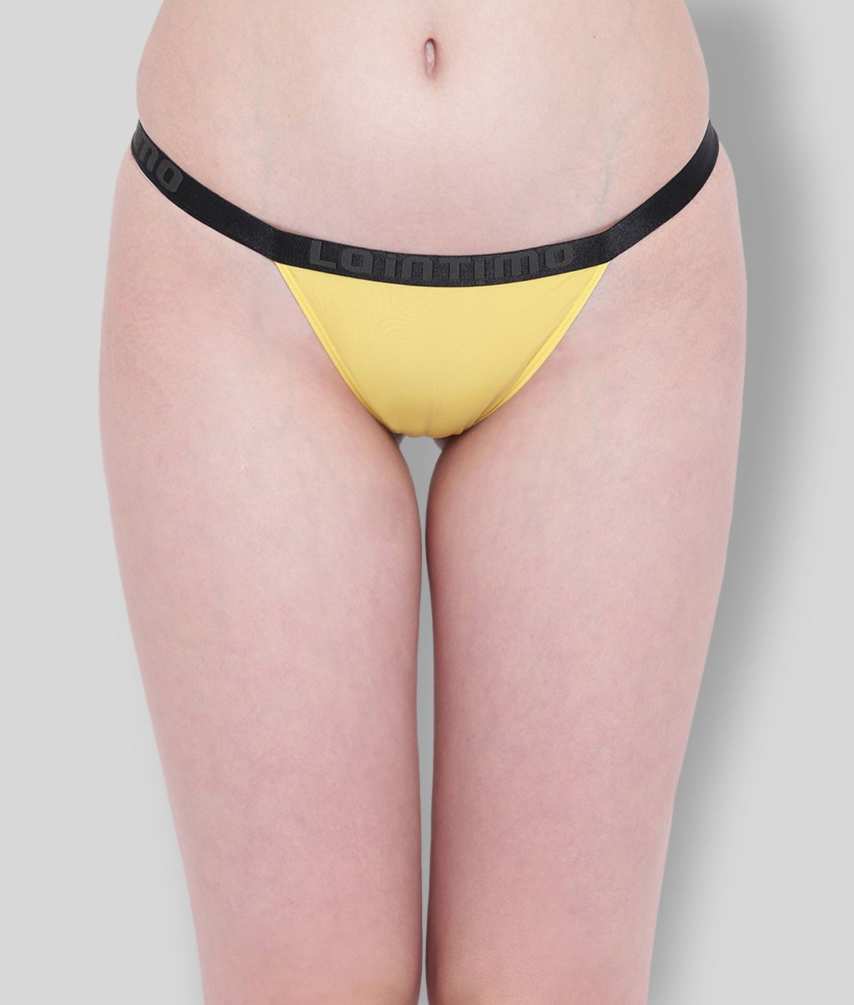     			La Intimo - Yellow Nylon Solid Women's Thongs ( Pack of 1 )