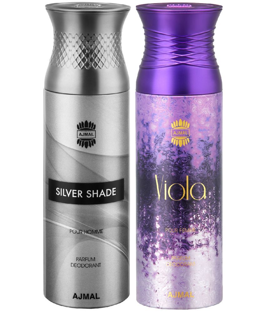     			Ajmal Silver Shade & Viola Deodorant Body Spray 200Ml Each Gift For Men & Women Pack of 2