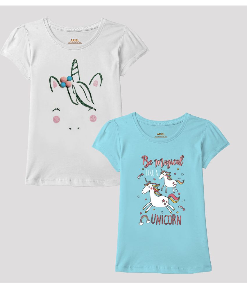     			Ariel - Multicolor Cotton Girls T-Shirt ( Pack of 2 )