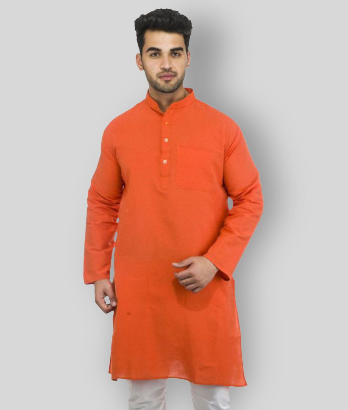     			DESHBANDHU DBK - Orange Cotton Blend Men's Regular Kurta ( Pack of 1 )