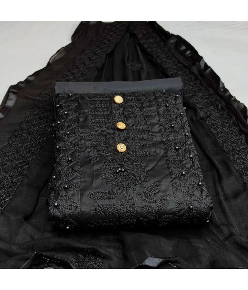     			Gazal Fashions - Unstitched Black Cotton Blend Dress Material ( Pack of 1 )