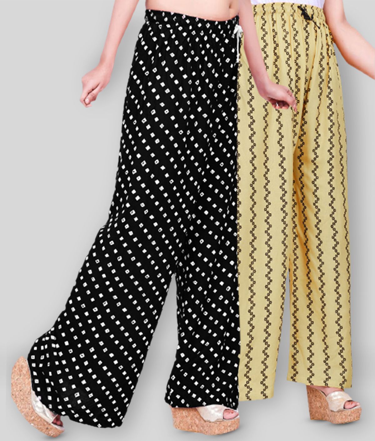     			NISA ART FASHION - Multi Color Rayon Straight Women's Palazzos ( Pack of 2 )