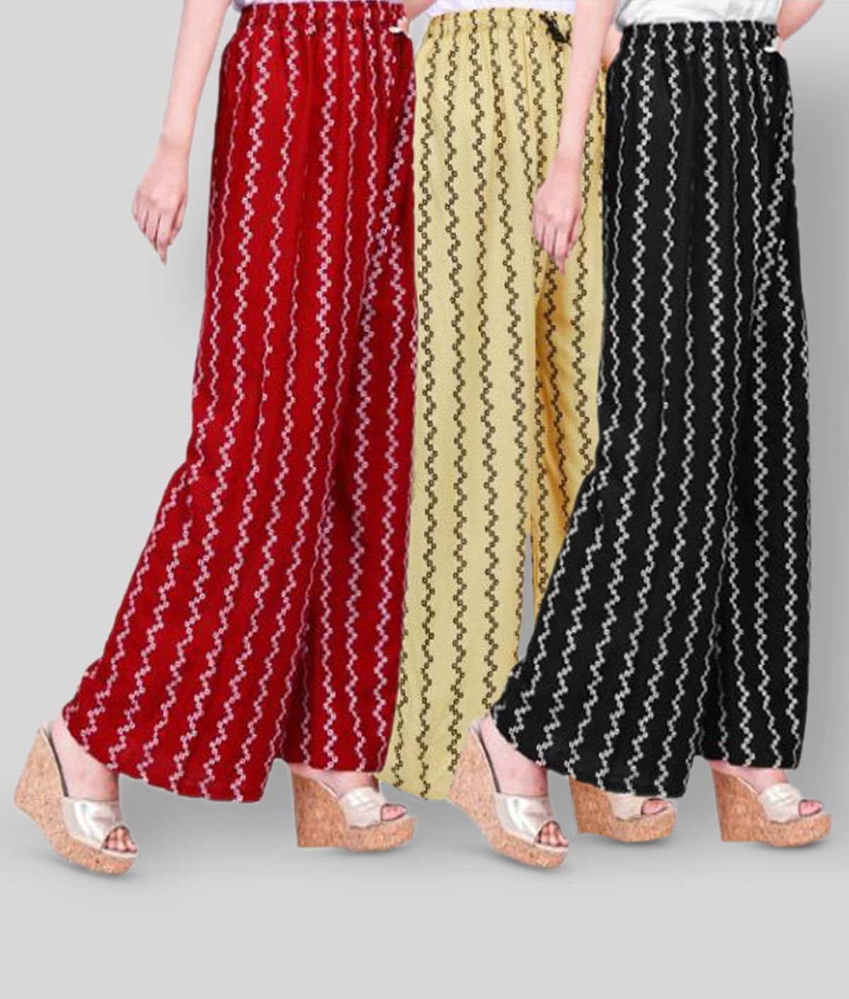     			NISA ART FASHION - Multicolor Rayon Flared Women's Palazzos ( Pack of 3 )