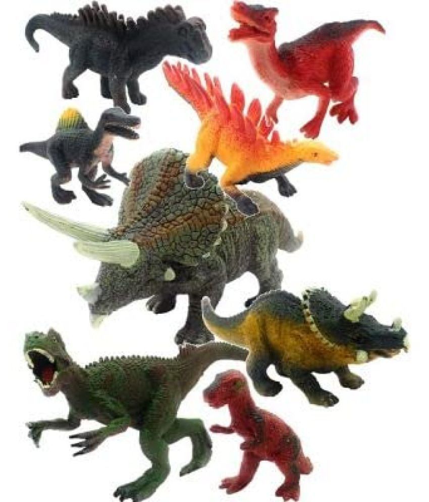 PLUSPOINT Dinosaur Figure Toys , Dinosaur Toy Playset(8 Pack), rubber