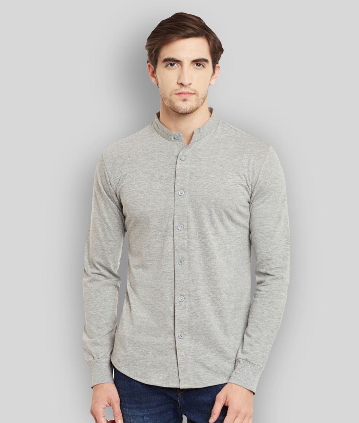 Gritstones - Grey Melange Cotton Regular Fit Men's Casual Shirt (Pack of 1 )