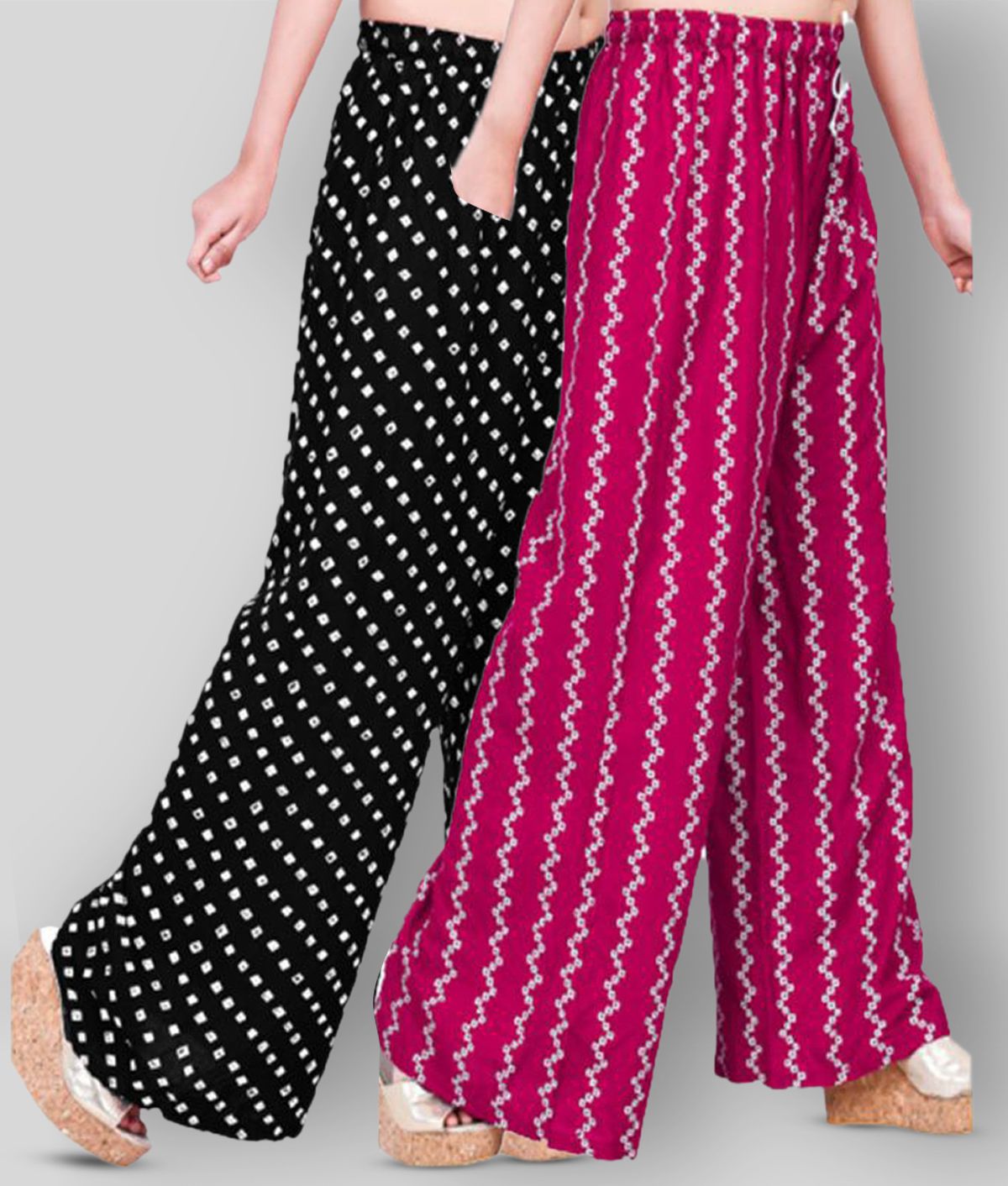     			NISA ART FASHION - Multicolor Rayon Flared Women's Palazzos ( Pack of 2 )