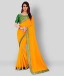 ANAND SAREES - Yellow Chiffon Saree With Blouse Piece (Pack of 1)