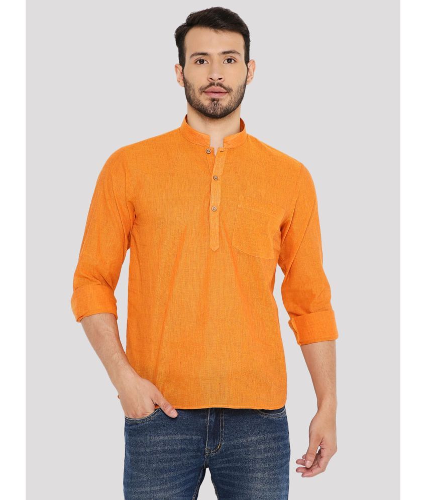     			Maharaja - Orange Cotton Blend Men's Shirt Style Kurta ( Pack of 1 )