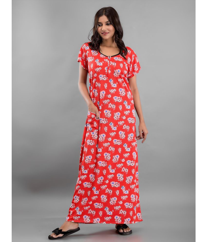     			Anjaneya Creations - Red Satin Women's Nightwear Nighty & Night Gowns ( Pack of 1 )