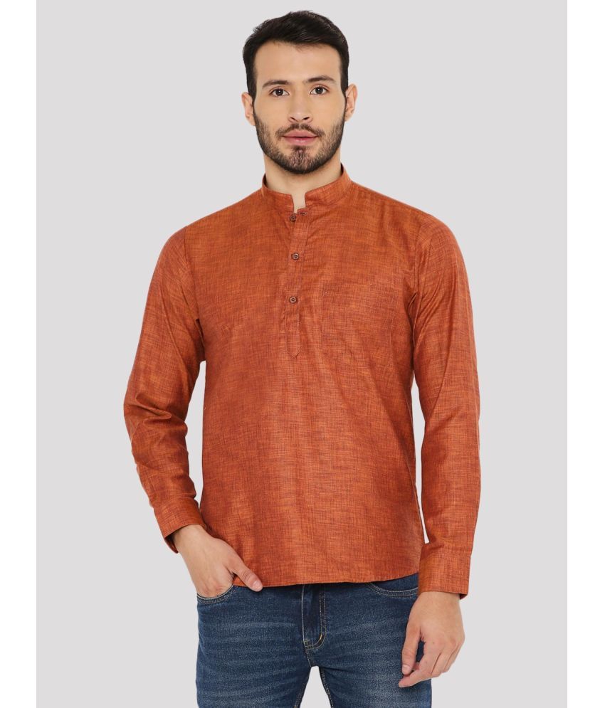     			Maharaja - Orange Linen Men's Shirt Style Kurta ( Pack of 1 )