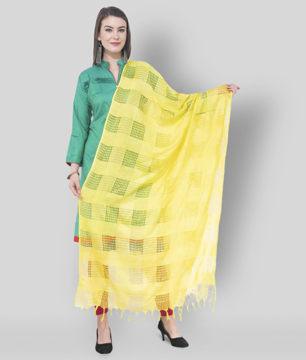     			A R Silk Yellow Cotton Dupatta