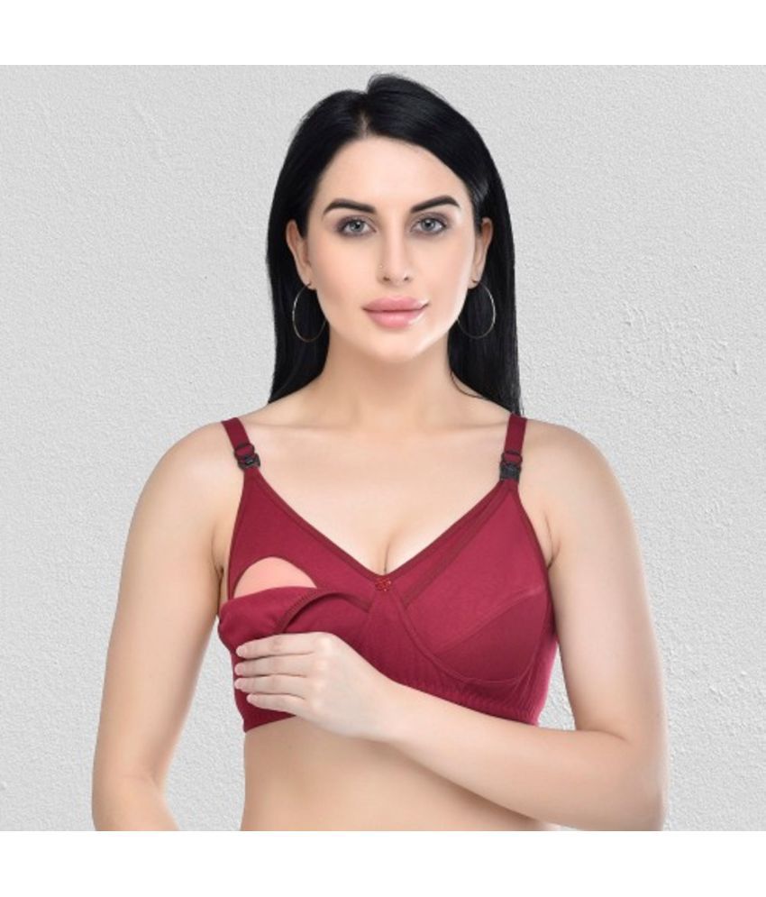     			Desiprime - Maroon Cotton Solid Women's Maternity Bra ( Pack of 1 )