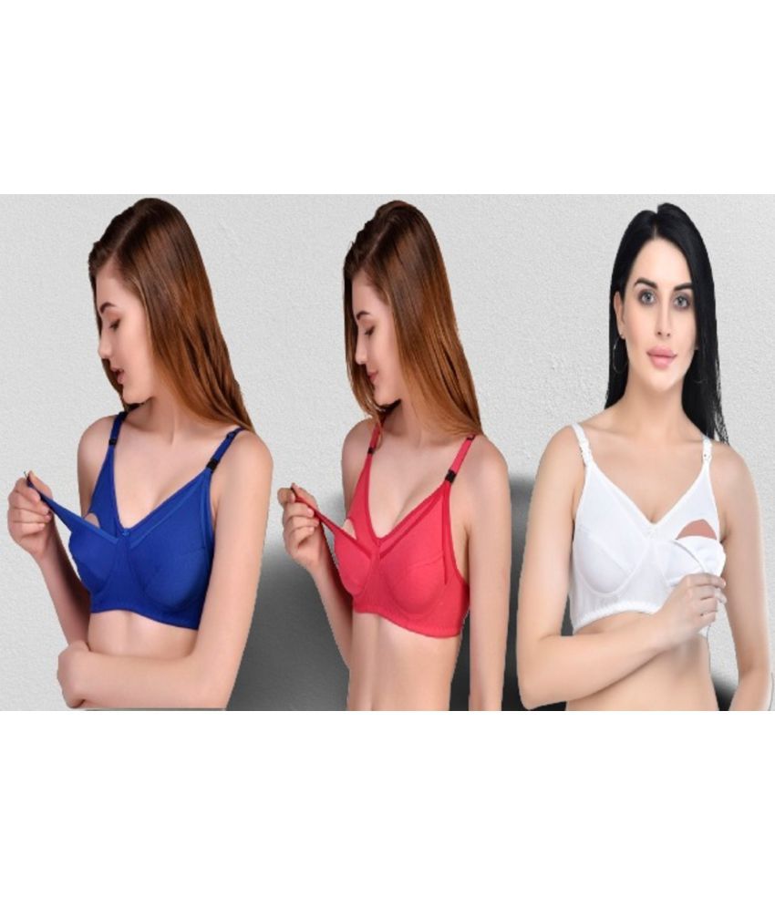     			Desiprime - Multicolor Cotton Solid Women's Maternity Bra ( Pack of 3 )