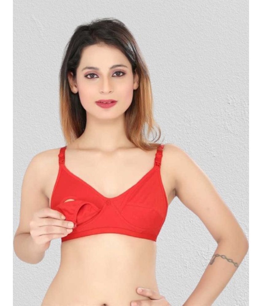     			Desiprime - Red Cotton Solid Women's Maternity Bra ( Pack of 1 )