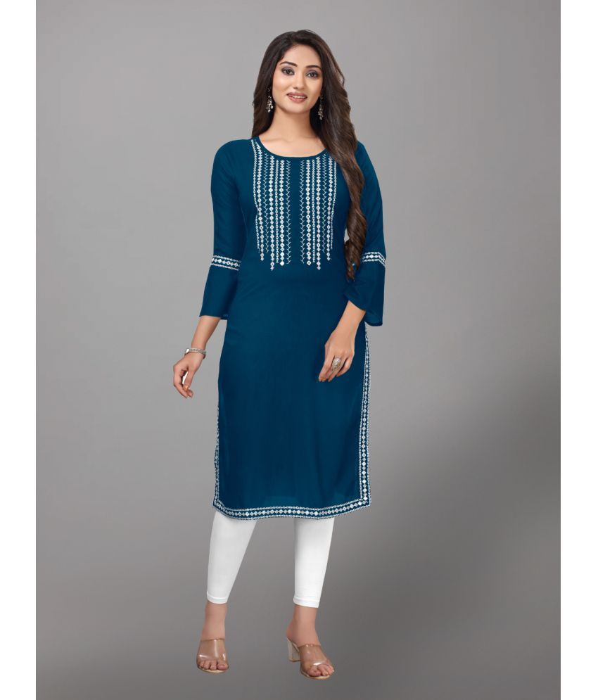     			Kapadia - Blue Rayon Women's Straight Kurti ( Pack of 1 )