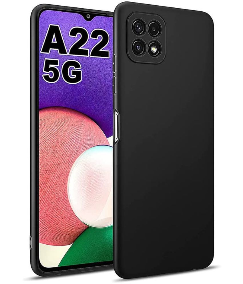     			Kosher Traders - Black Silicon Silicon Soft cases Compatible For Samsung Galaxy A22 5g ( Pack of 1 )