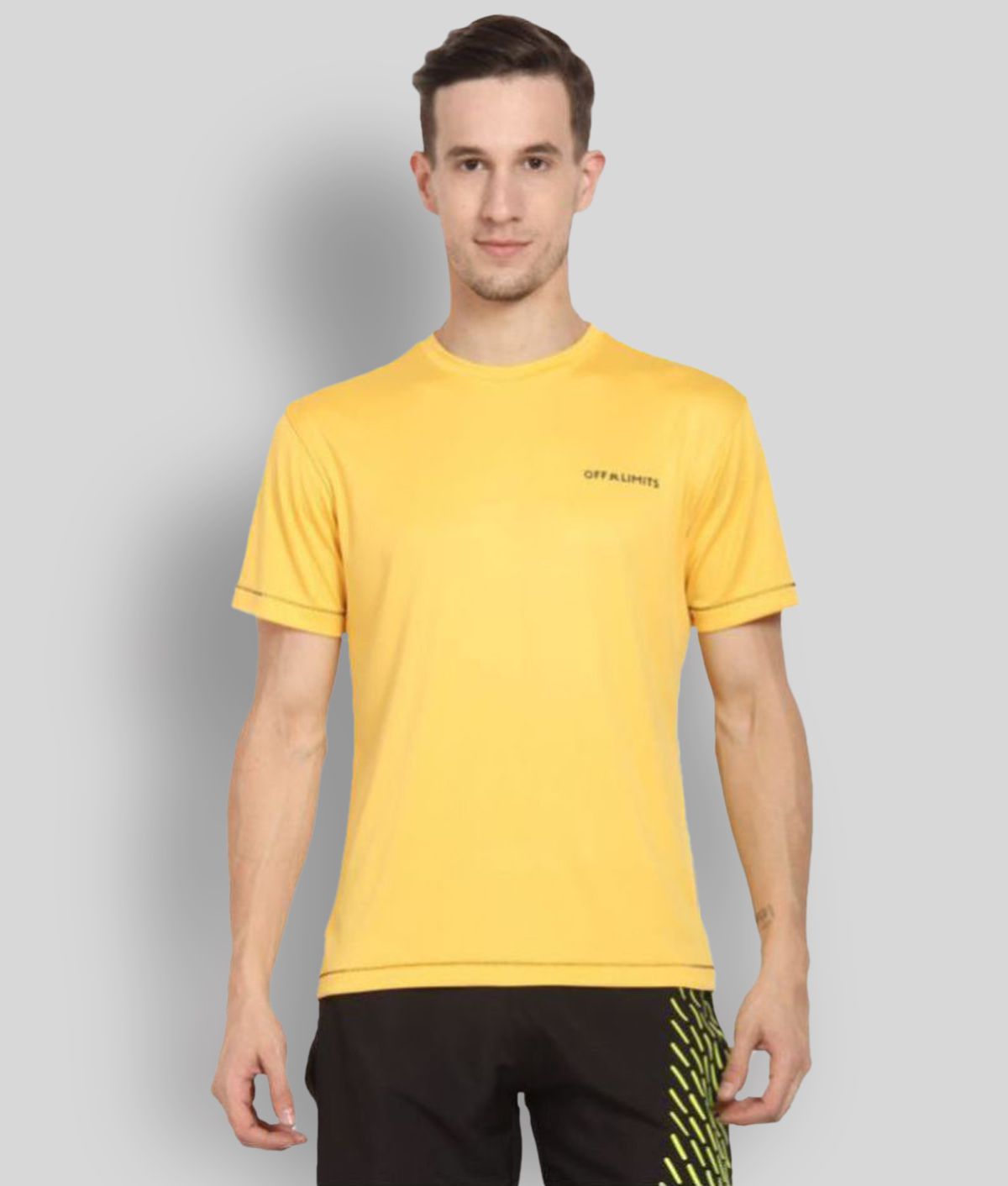     			OFF LIMITS - Yellow Polyester Regular Fit Men's Sports T-Shirt ( Pack of 1 )