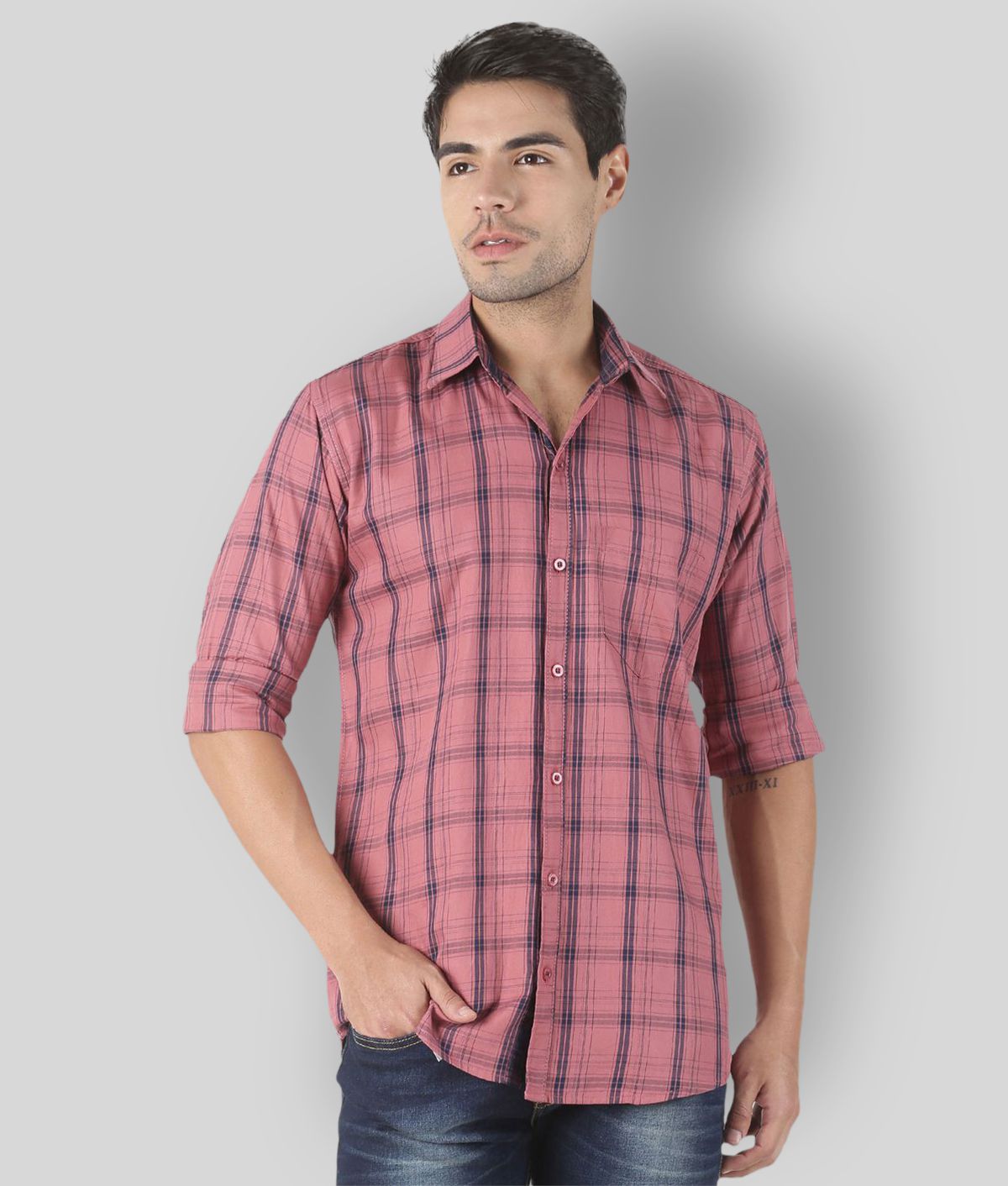     			YHA - Peach Cotton Regular Fit Men's Casual Shirt ( Pack of 1 )