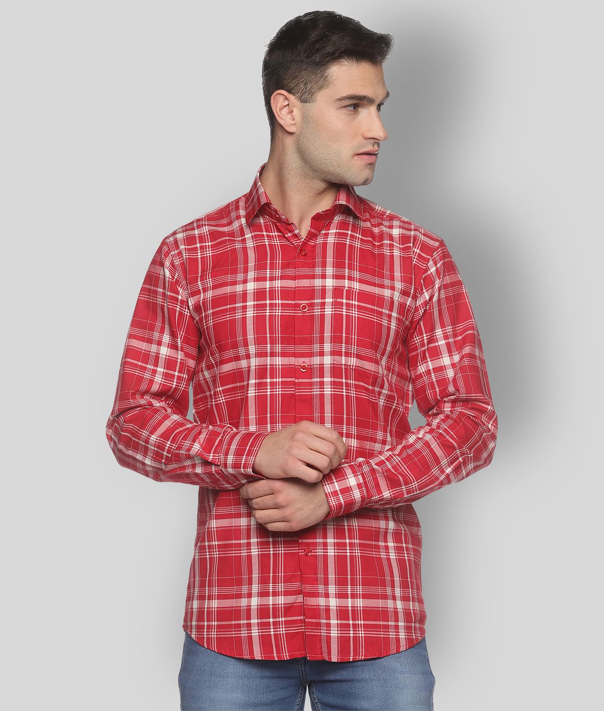     			YHA - Red 100% Cotton Regular Fit Men's Casual Shirt ( Pack of 1 )