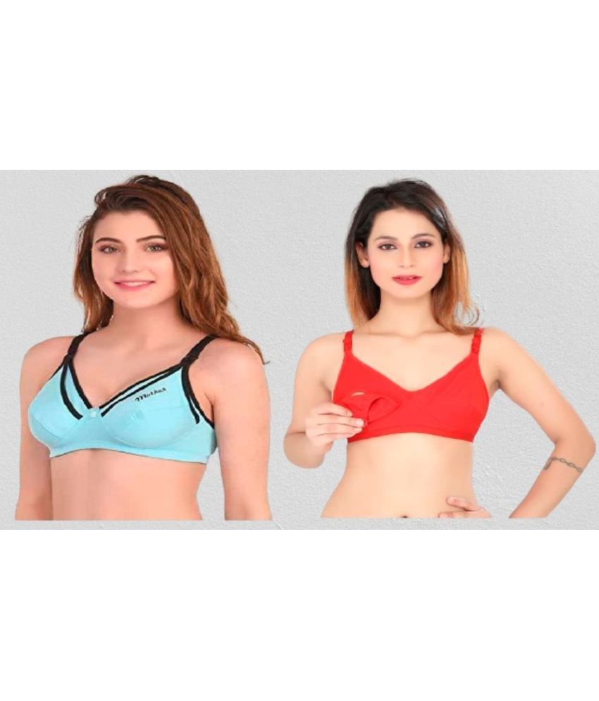     			Zourt - Multicolor Cotton Solid Women's Maternity Bra ( Pack of 2 )