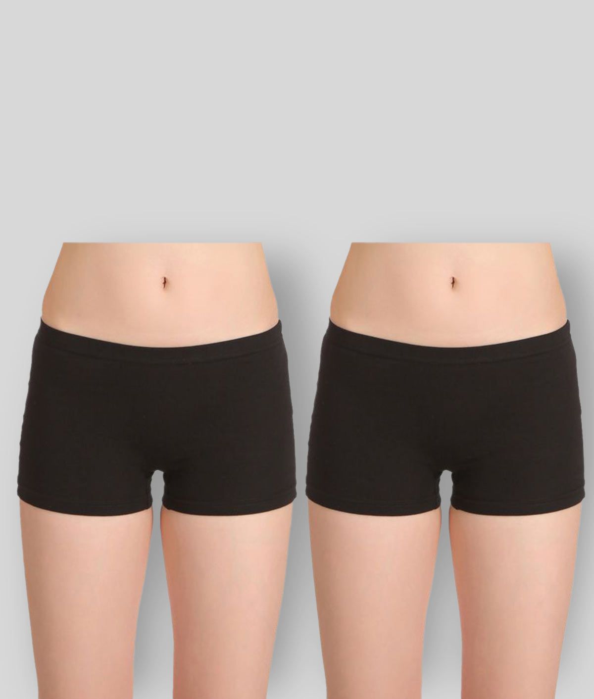     			Selfcare Pack of 2 Cotton Women's Boy Shorts ( Black )